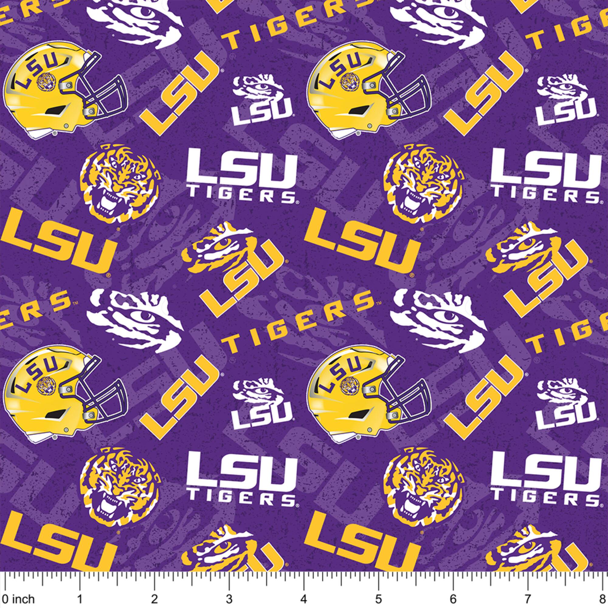 NCAA Louisiana State University Tigers Logo Tone-on-Tone Cotton Fabric